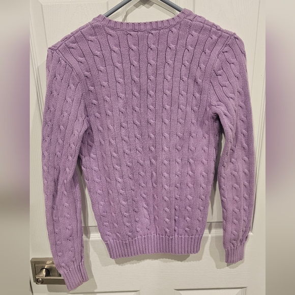 Ralph Lauren Sport Women's Lavender V-Neck Sweater 100% Cotton Size-M - Picture 4 of 11